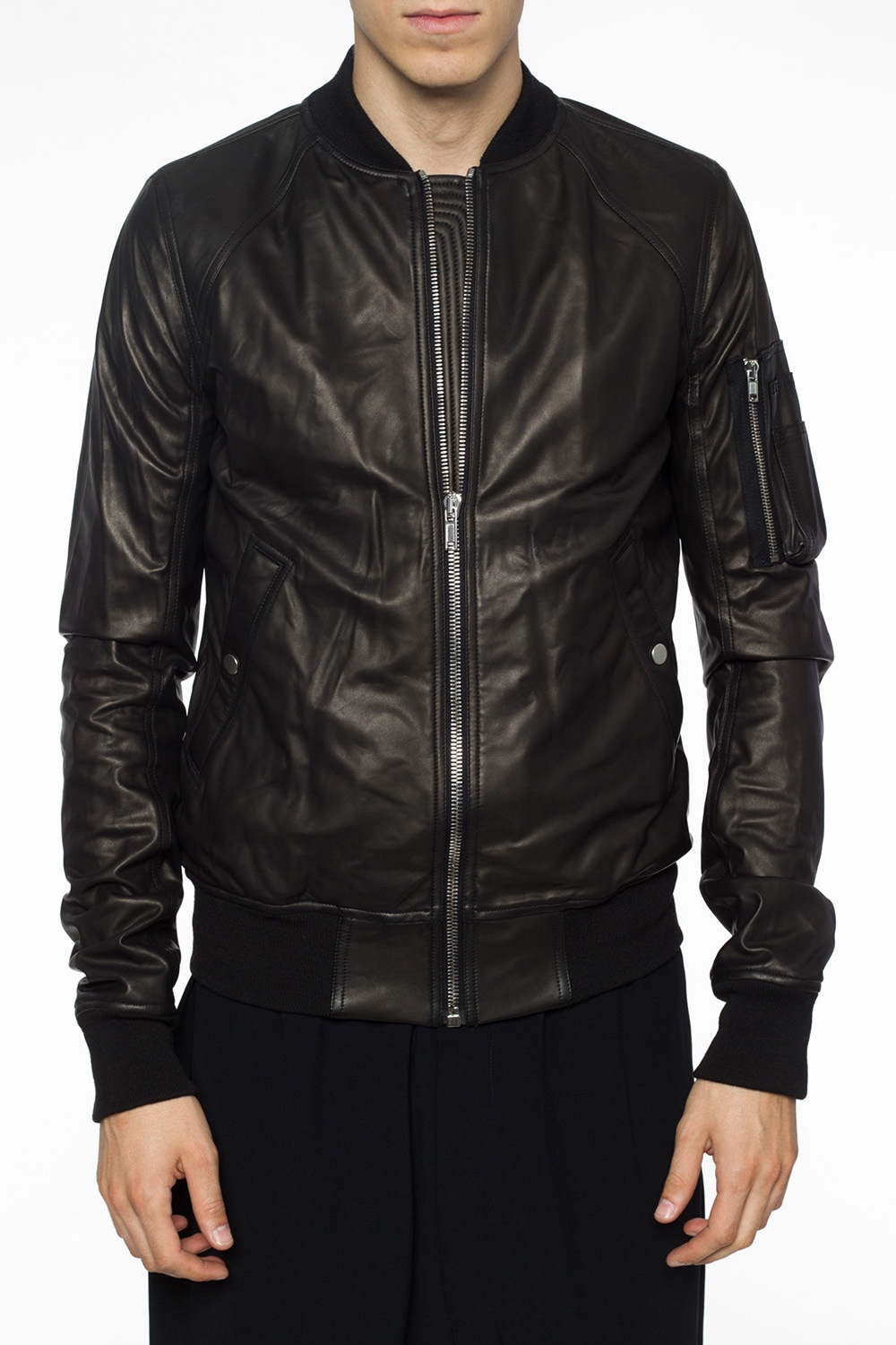 Black Leather bomber jacket Rick Owens - Vitkac HK